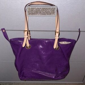 MK Purple Leather Tote Bag